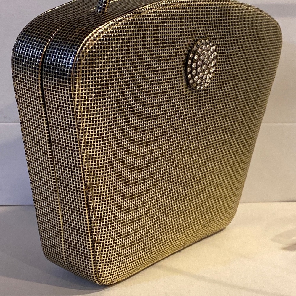 Albert Nipon Gold Textured Leather Crossbody Shou… - image 1